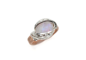 Sterling Silver and Copper Wire Wrapped Moonstone Ring