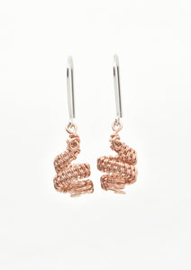 Copper Wire Wrapped Earrings, Copper Wire Woven Earrings, DNA Strand Earrings