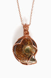 Copper Wire Wrapped Pendant, Wire Wrapped Ammonite Necklace, Whole Ammonite, Reversible Necklace