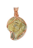 Ammonite Pendant, Copper & Sterling Silver Wire Wrapped Ammonites, Wire Wrapped Fossils