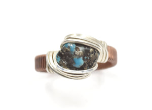 Sterling Silver and Copper Morenci Turquoise Ring, 2 of 3, Size 8.5