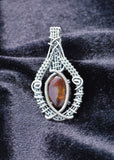 Fire Agate Sterling Silver Wire Wrapped Pendant, Fire Agate from Aguascalientes, Mexico