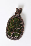 Nephrite Jade Necklace, Wire Wrapped Copper Tree of Life Pendant