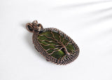 Nephrite Jade Necklace, Wire Wrapped Copper Tree of Life Pendant