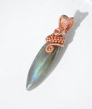 Long Labradorite Necklace Wire Wrapped in Copper, Copper Labradorite Necklace