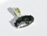 Sterling Silver Wire Wrapped Magnetite in Jade Pendant with Peridot, Peridot Necklace