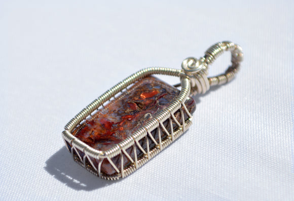 Sterling Silver Wire Wrapped Necklace, Sterling Silver Pietersite Necklace, Sterling Silver Wire Wrapped Pendant