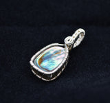 Small Abalone Sterling Silver Wire Wrapped Pendant, Sterling Silver Wire Wrapped Pendant