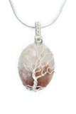 Sterling Silver Wire Wrapped Tree of Life Pendant on Red Moss Agate, Tree of Life Necklace