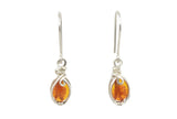 .925 Sterling Silver Wire Wrapped Amber Dangle Earrings