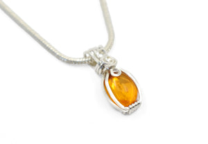 Sterling Silver "Mini" Amber Pendant, Amber Necklace