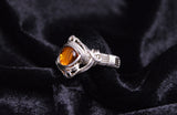 Wire Wrapped Sterling Silver Amber Ring, Sterling Silver Ring, Amber Ring