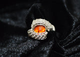Sterling Silver Wire Wrapped Amber Ring, Size 6.5