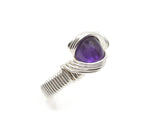 .925 Sterling Silver Wire Wrapped Amethyst Ring Size 6.75, 1 of 2