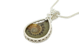 Sterling Silver Wire Wrapped Open Bezel Set Ammonite Necklace