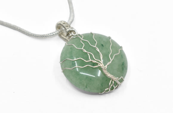 Sterling Silver Wire Wrapped Tree of Life Pendant on Aventurine, Tree of Life Necklace