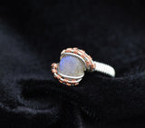 Sterling Silver and Copper Wire Wrapped Labradorite Ring