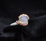 Sterling Silver and Copper Wire Wrapped Labradorite Ring