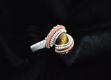 Sterling Silver and Copper Wire Wrapped Tigers Eye Ring