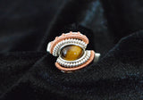 Sterling Silver Wire Wrapped Tiger's Eye Ring With Copper Accents, Tiger's Eye Ring, Sterling Silver Tiger's Eye, Copper Tiger's Eye