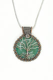 Sterling Silver & Copper Wire Wrapped Tree of Life Pendant on Aventurine, Tree of Life Necklace