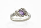 Sterling Silver Wire Wrapped Faceted Amethyst Ring