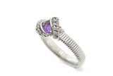 Sterling Silver Wire Wrapped Faceted Amethyst Ring