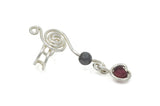 Wire Wrapped Sterling Silver Ear Cuff with Garnet and Hematite, Right or Left Ear Cuff