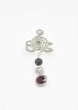 Wire Wrapped Sterling Silver Ear Cuff with Garnet and Hematite, Right or Left Ear Cuff