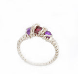 Sterling Silver Wire Wrapped Garnet and Amethyst Multi Stone Ring