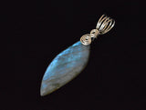 Sterling Silver Wire Wrapped Labradorite Necklace, With Sterling Silver Chain