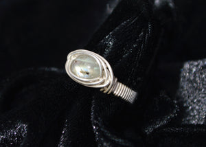 Intricate Sterling Silver Wire Wrapped Labradorite Ring, Sterling Silver Wire Wrapped Rings