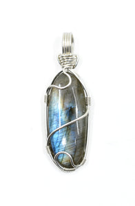 Sterling Silver Wire Wrapped Labradorite Necklace