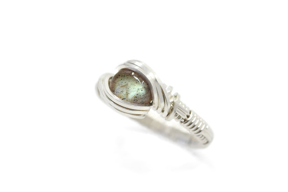 Sterling Silver Wire Wrapped Labradorite Ring 3 out of 3