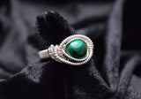 Wire Wrapped Sterling Silver Malachite Ring