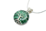 Sterling Silver Wire Wrapped Tree of Life Pendant on Malachite, Tree of Life Necklace