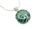Sterling Silver Wire Wrapped Tree of Life Pendant on Malachite, Tree of Life Necklace