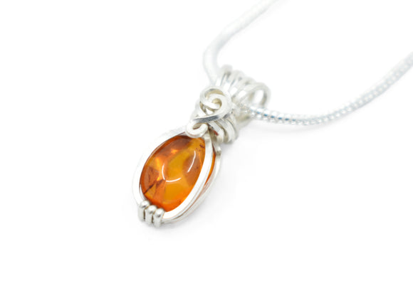 .925 Sterling Silver Mini Amber Necklace