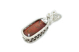 Sterling Silver Wire Wrapped Red Ammolite Pendant, Wire Wrapped Fossils