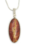 Sterling Silver Wire Wrapped Red Green Blanket Rhyolite Pendant