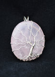 Tree of Life Necklace, Sterling Silver Wire Wrapped Tree of Life Pendant, Rose Quartz