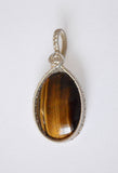 Wire Wrapped Sterling Silver Tigers Eye Necklace, Tigers Eye Pendant, Tigers Eye Necklace