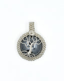 Sterling Silver Wire Wrapped Tree of Life Pendant on Hematite, Tree of Life Necklace
