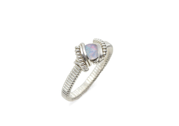 Sterling Silver Wire Wrapped Triplet Opal Ring, Opal Jewelry