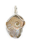 Sterling Silver and 14kt Gold Filled Wire Wrapped Whole Ammonite Necklace, Ammonite Pendants