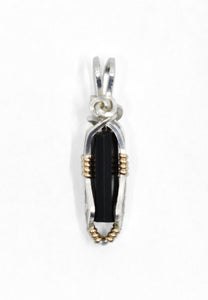 Sterling Silver Wire Wrapped Black Tourmaline "Mini" Necklace with 14kt Gold Filled Accents 2 out of 2