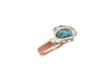 .925 Sterling Silver and Copper Wire Wrapped Morenci Turquoise Ring, Size 12