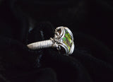 Wire Wrapped Ammolite Ring, Ammolite Fossil Ring, Sterling Silver Wire Wrapped Ring
